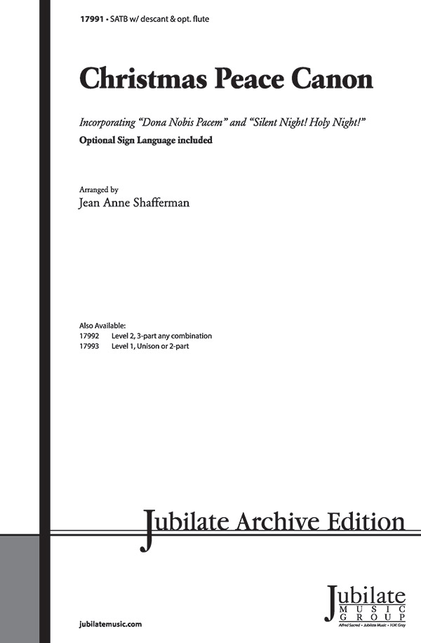 Christmas Peace Canon: SATB (with Sign Language, Opt. Descant) Choral Octavo Sheet Music