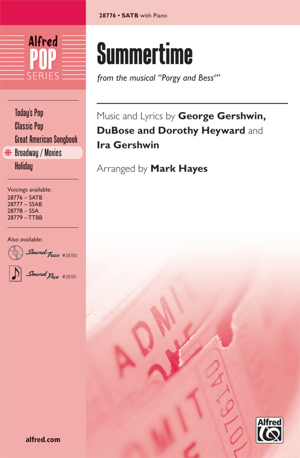 Summertime : SATB : Mark Hayes : George Gershwin : Porgy and Bess : Sheet Music : 00-28776 : 038081313214 