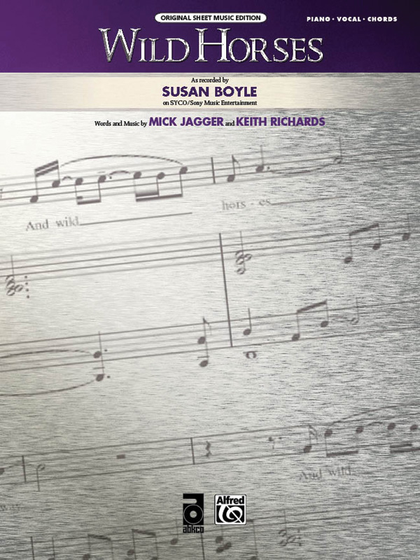 Wild Horses Piano/Vocal/Chords Sheet Susan Boyle Sheet Music