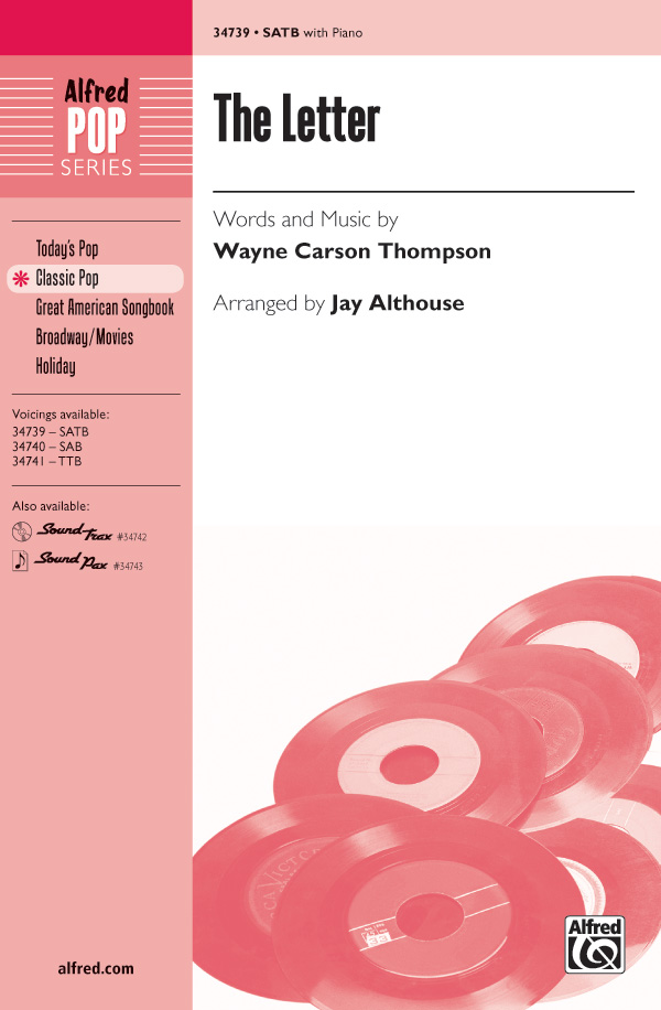 The Letter : SATB : Jay Althouse : Wayne Carson : Boxtops : Songbook : 00-34739 : 038081384658 