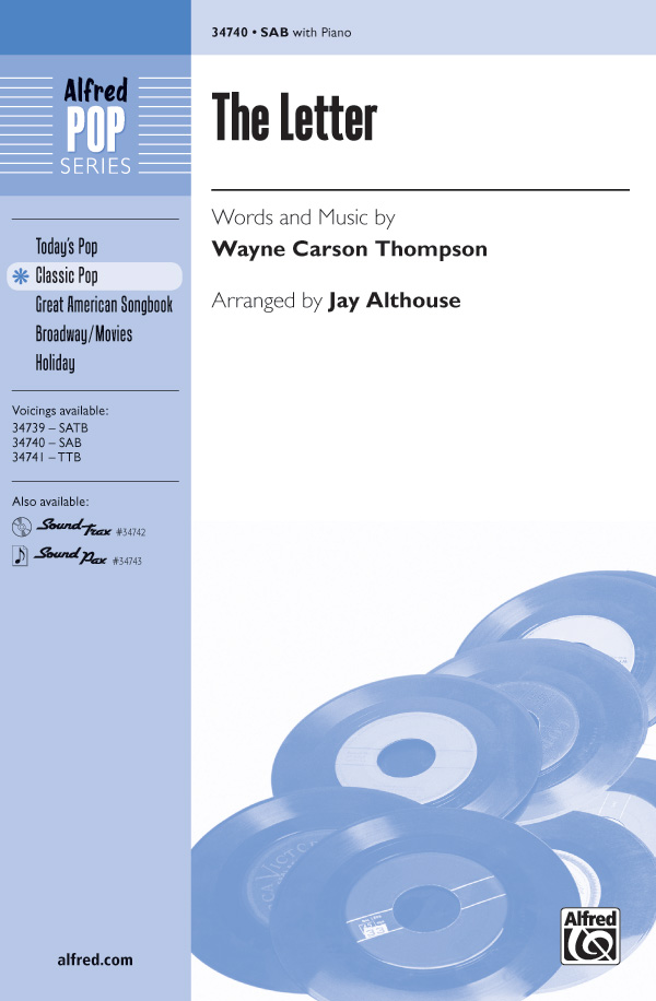 The Letter : SAB : Jay Althouse : Wayne Carson : Boxtops : Sheet Music : 00-34740 : 038081384665 