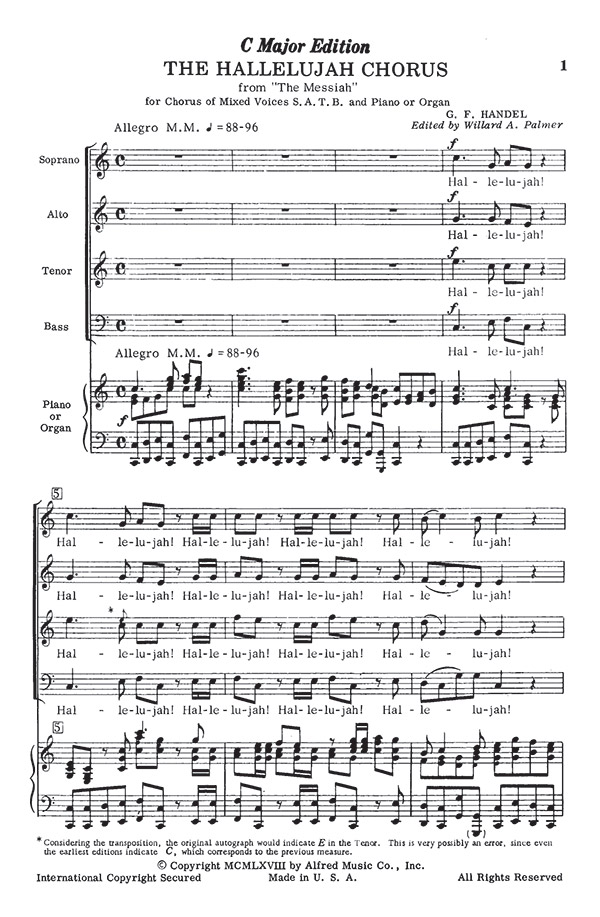 Hallelujah Chorus in C Major: SATB Choral Octavo: George Frideric Handel