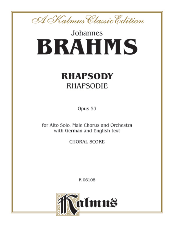 Rhapsody Rhapsodie Opus 53 Ttbb With A Solo Choral Book