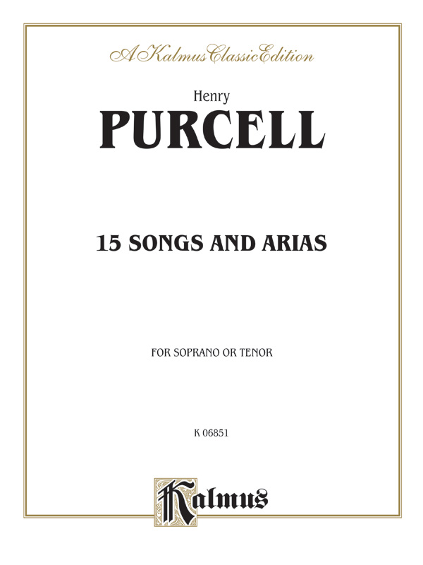 Henry Purcell : Fifteen Songs and Arias : Solo : Songbook : 029156688344  : 00-K06851