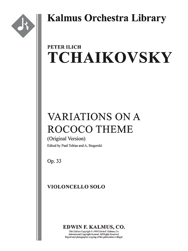 Variations On A Rococo Theme, Op. 33 (Original Version): Full Orchestra ...