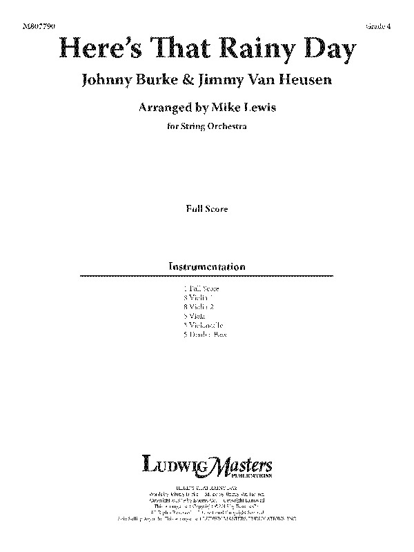 Here's That Rainy Day Sheet Music, Johnny Burke