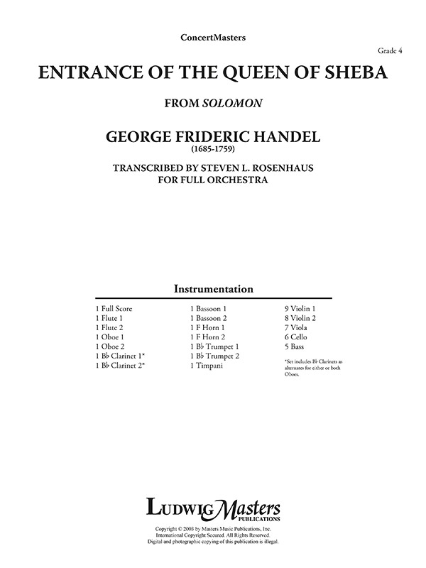 Solomon, HWV 67 Entrance of Queen of Sheba Full Orchestra, Ensemble