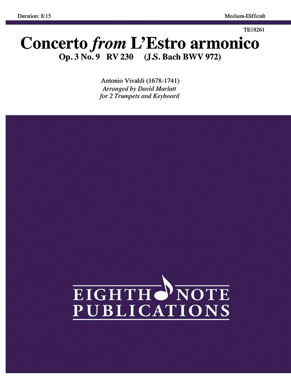 Concerto From L Estro Armonico Op 3 No 9 2 Trumpets And Keyboard Score Parts Antonio Vivaldi