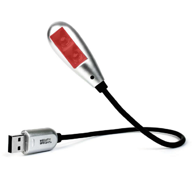 Mighty Bright 2-LED USB Light Red: Silver