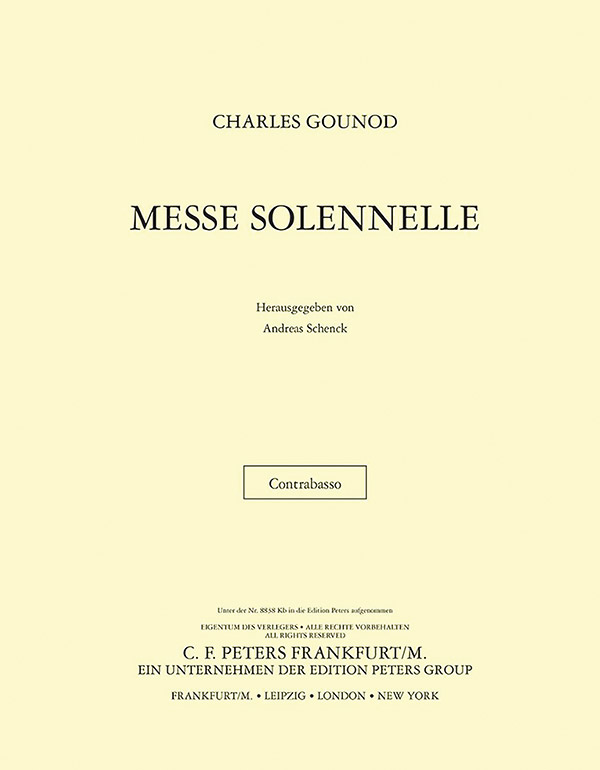 Messe solennelle en l’honneur de Sainte Cécile (St. Cecilia Mass) (Contrabass Part)