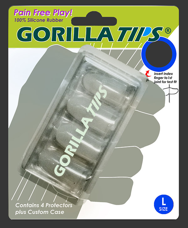 GORILLA TIPS FINGERTIP GUARDS/PROTECTORS for GUITAR BANJO UKULELE LARGE CLEAR 